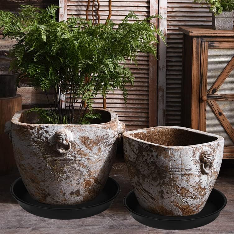 Bleuhome 4 Pack of 16 17 inch Plant Saucer (15 inch Base), 2.3" Depth, Heavy Duty Deep Plant Trays for Pots, Plastic Plant Saucers for Indoors, Bird Bath Bowls, Drip Trays for Planter (17", Black) - Image 3